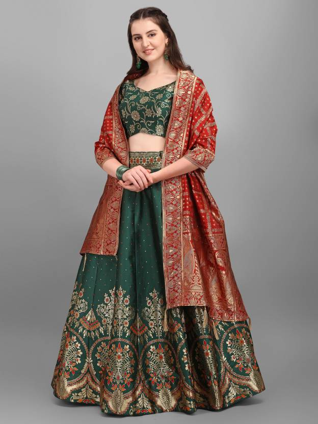 Embroidered Semi Stitched Lehenga Choli